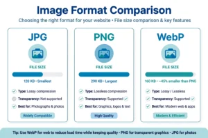 JPG vs PNG vs WebP format comparison